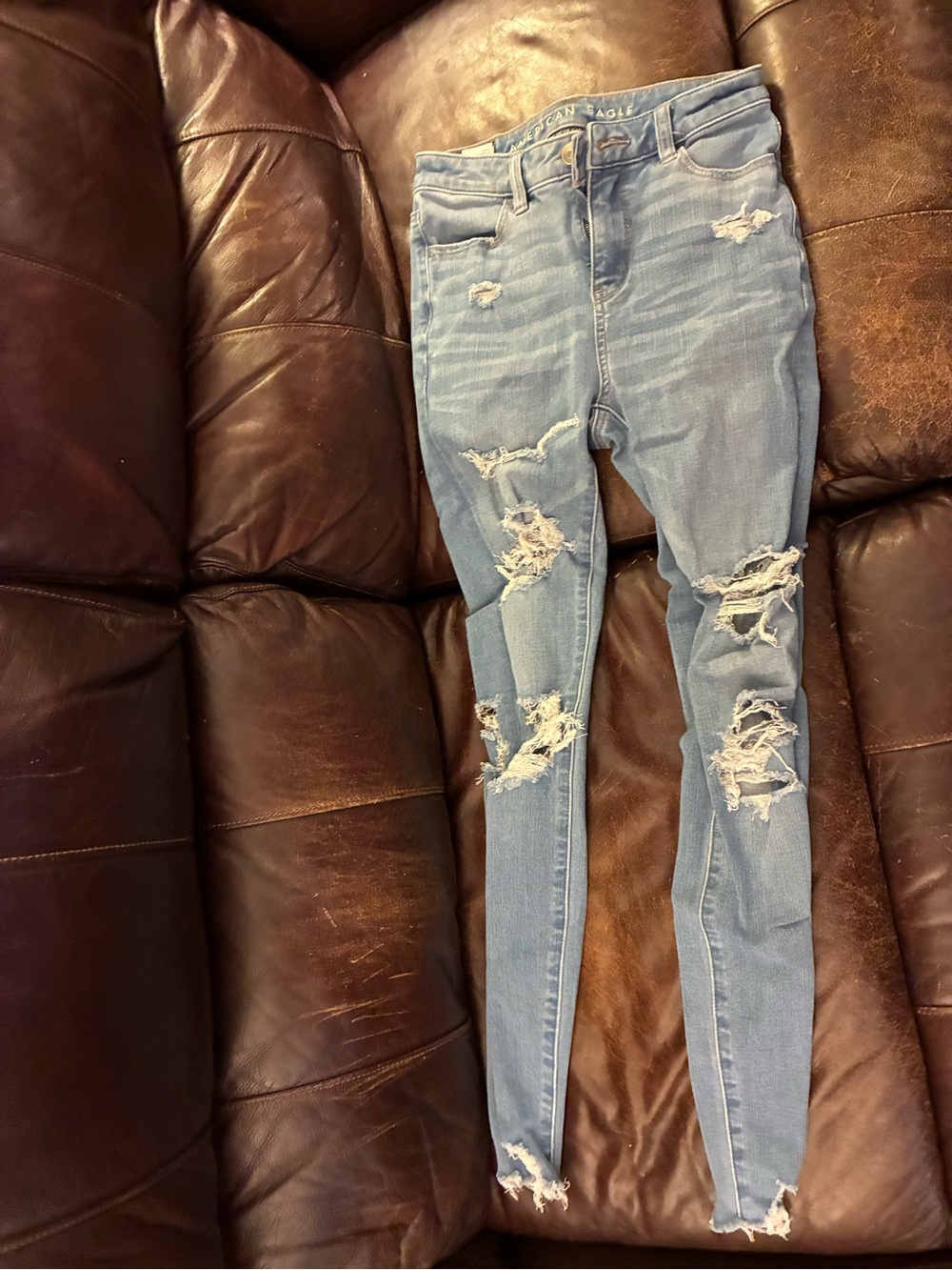 American Eagle Outfitters Light Blue Distressed Skinny Jeans